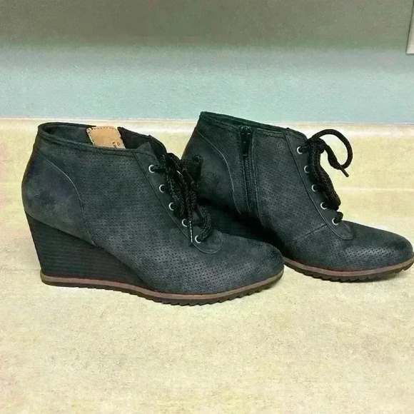 SOUL Naturalizer wedge zip up booties slate‎ gray size 8.5 - Picture 1 of 5